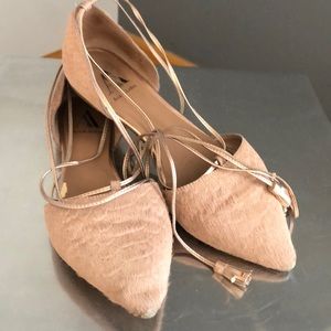 Ava & Aiden flats with ankle tie with tassels